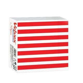 Velvex Moment Stripes Red Serviettes/Napkins - 50 Sheets